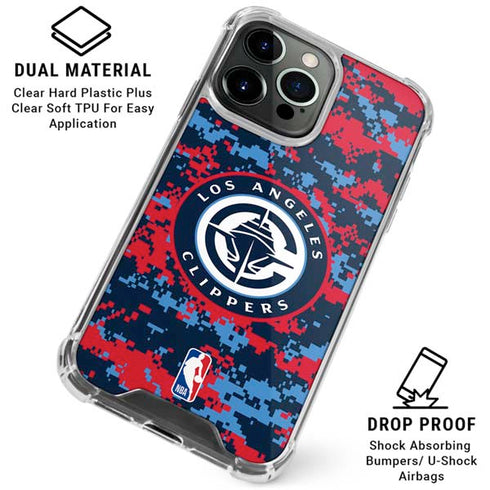 NBA LA Clippers Digi Camo iPhone 15 Pro Clear Case